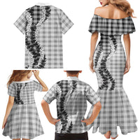 Gray Hawaii Palaka Family Matching Mermaid Dress and Hawaiian Shirt Hawaiian Honohono Lei LT05 - Polynesian Pride