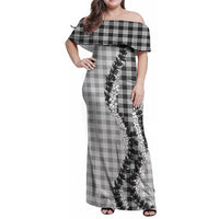 Gray Hawaii Palaka Family Matching Off Shoulder Maxi Dress and Hawaiian Shirt Hawaiian Honohono Lei LT05 Mom's Dress Gray - Polynesian Pride