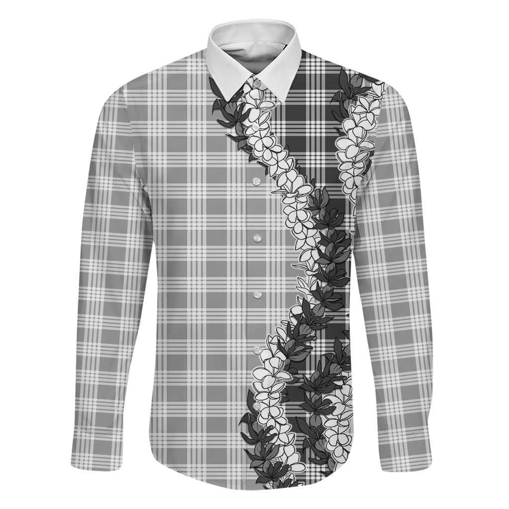 Gray Hawaii Palaka Family Matching Puletasi and Hawaiian Shirt Hawaiian Honohono Lei LT05 Dad's Shirt - Long Sleeve Gray - Polynesian Pride