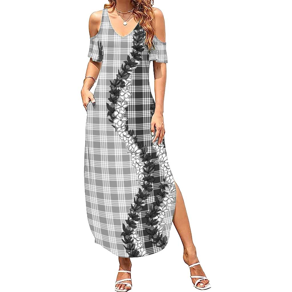 Gray Hawaii Palaka Family Matching Summer Maxi Dress and Hawaiian Shirt Hawaiian Honohono Lei LT05 Mom's Dress Gray - Polynesian Pride