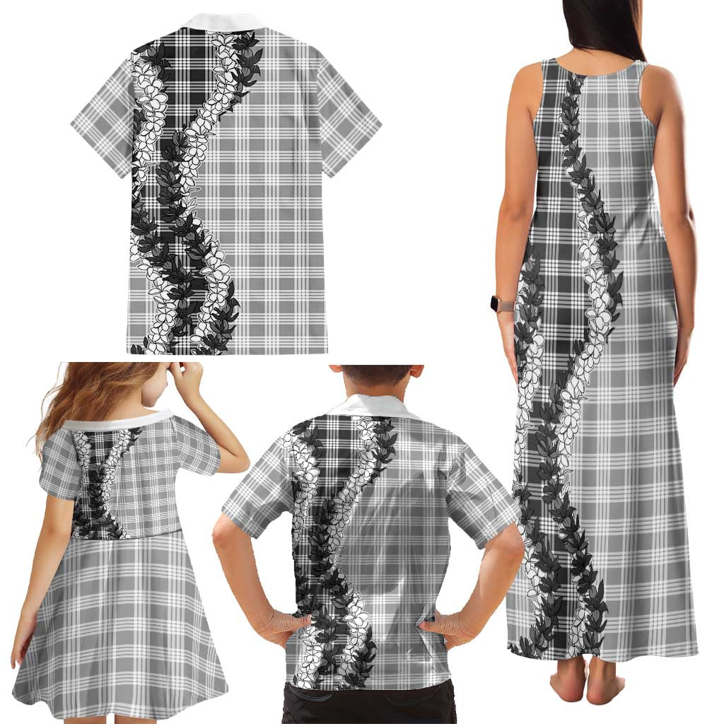 Gray Hawaii Palaka Family Matching Tank Maxi Dress and Hawaiian Shirt Hawaiian Honohono Lei LT05 - Polynesian Pride