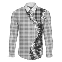 Gray Hawaii Palaka Family Matching Tank Maxi Dress and Hawaiian Shirt Hawaiian Honohono Lei LT05 Dad's Shirt - Long Sleeve Gray - Polynesian Pride