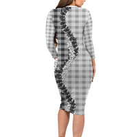 Gray Hawaii Palaka Long Sleeve Bodycon Dress Hawaiian Honohono Lei