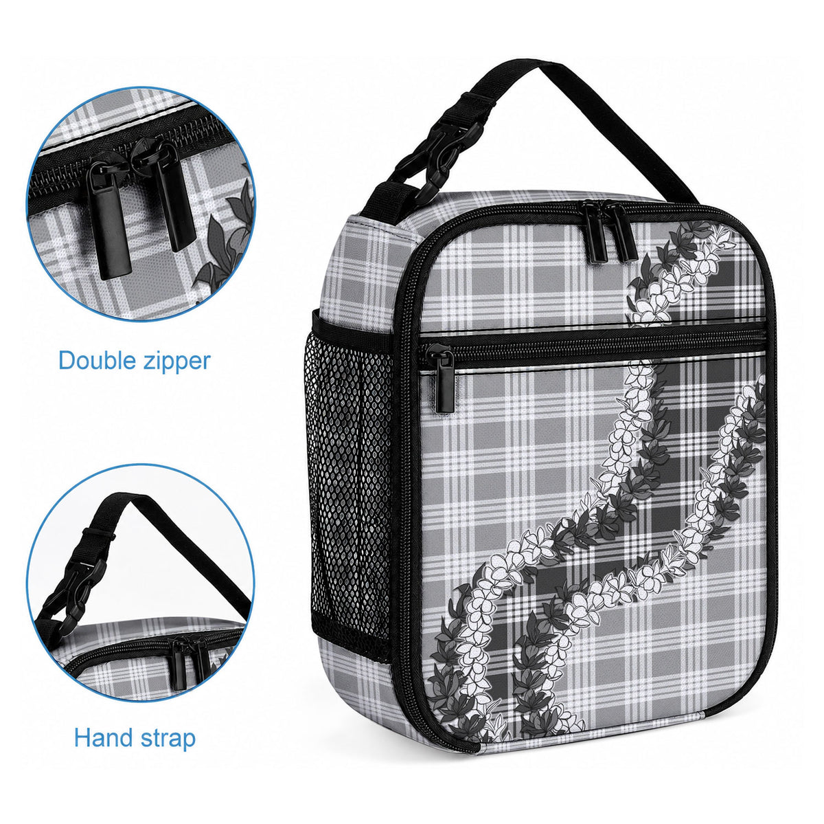 Gray Hawaii Palaka Lunch Bag Hawaiian Honohono Lei