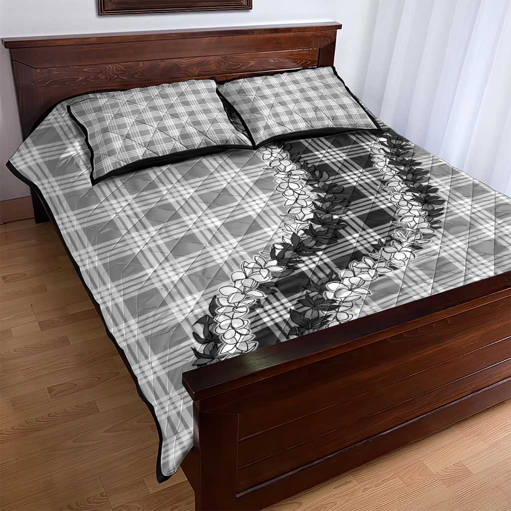 Gray Hawaii Palaka Quilt Bed Set Hawaiian Honohono Lei