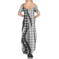 Gray Hawaii Palaka Summer Maxi Dress Hawaiian Honohono Lei