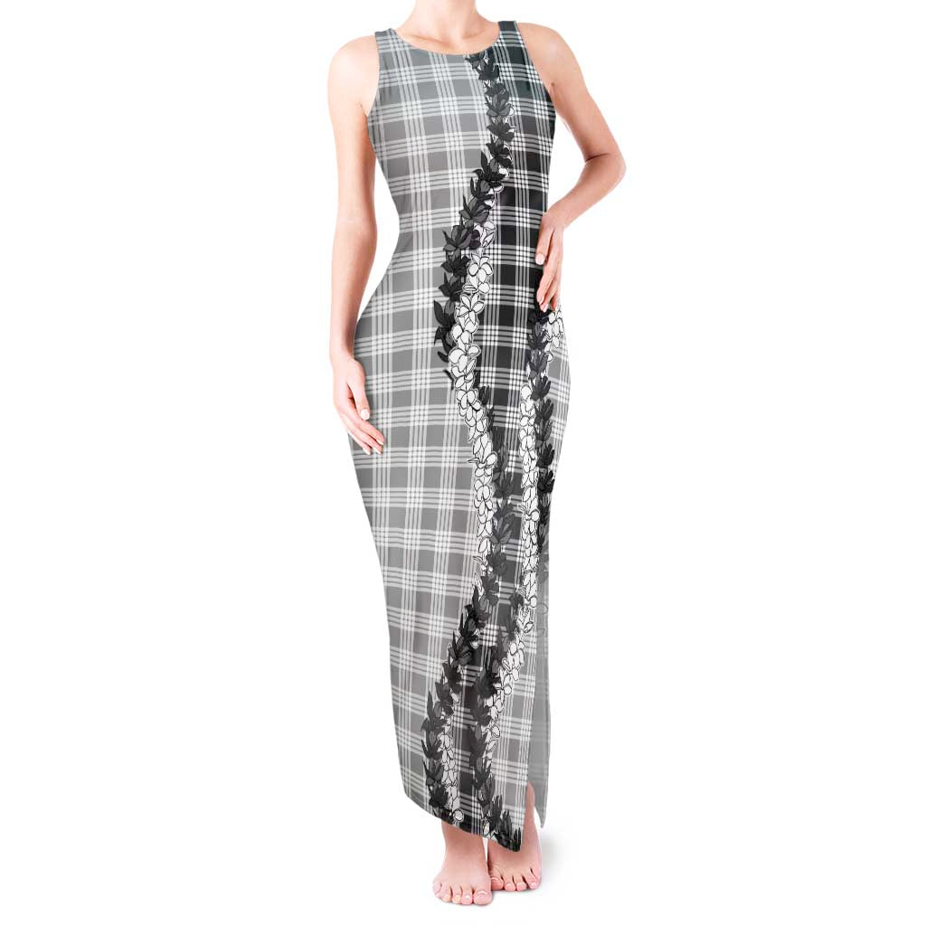 Gray Hawaii Palaka Tank Maxi Dress Hawaiian Honohono Lei
