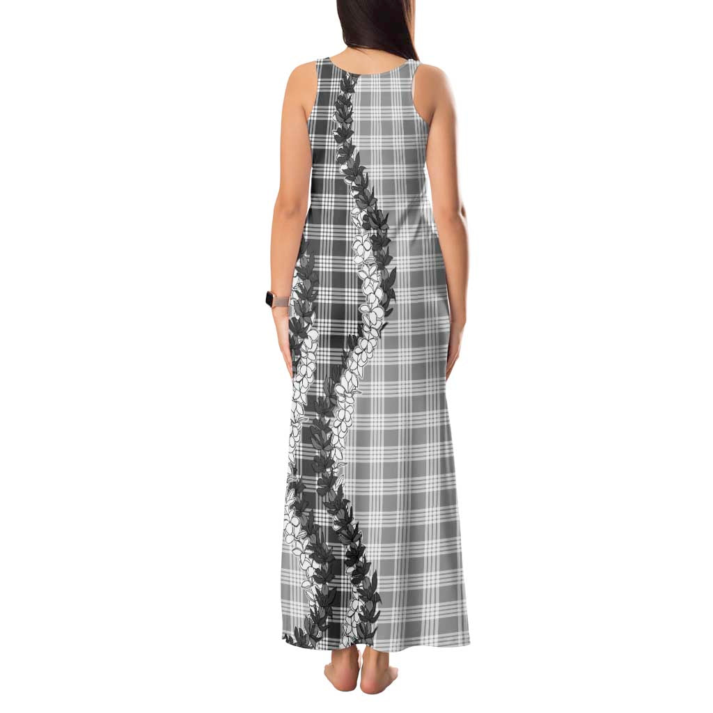 Gray Hawaii Palaka Tank Maxi Dress Hawaiian Honohono Lei
