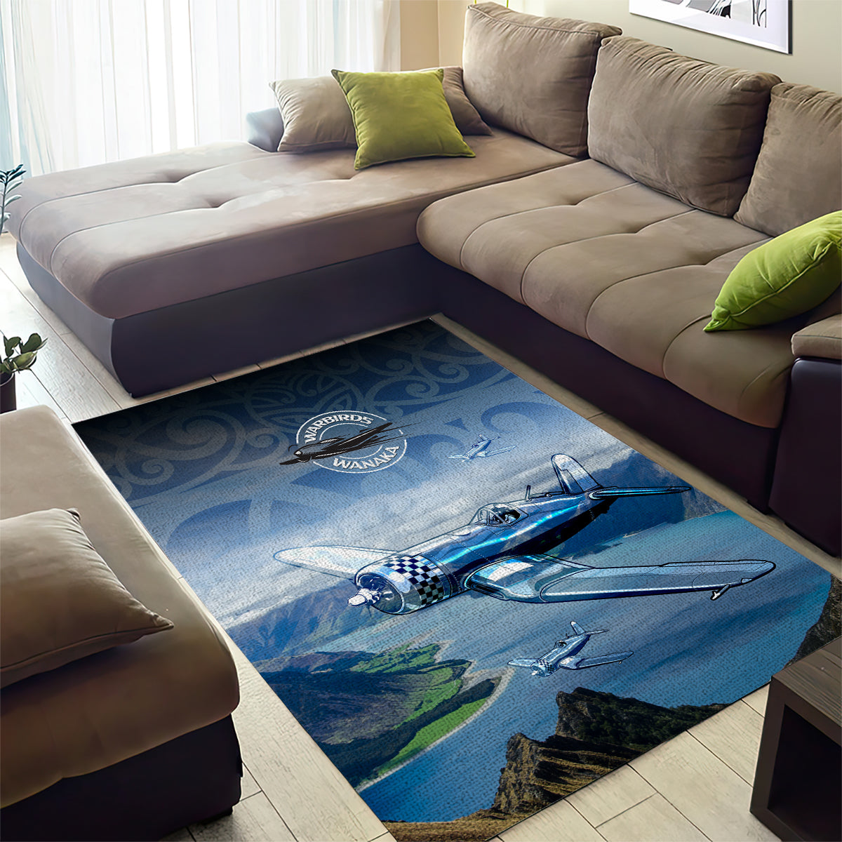 New Zealand Wanaka Air Show Area Rug With Maori Pattern LT05 - Polynesian Pride