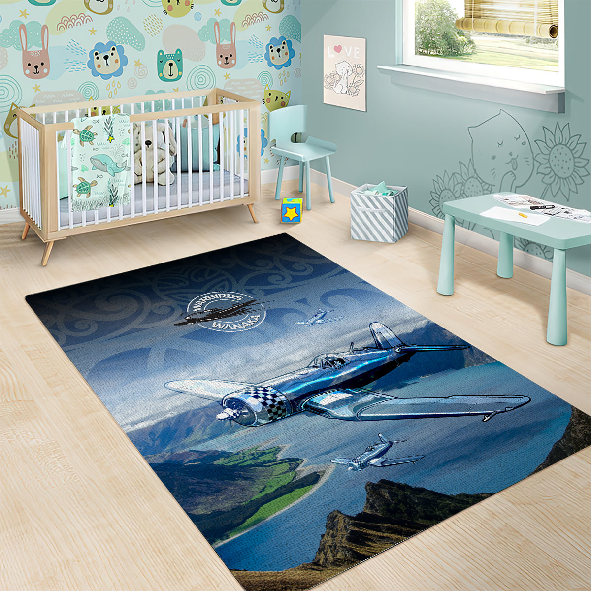 New Zealand Wanaka Air Show Area Rug With Maori Pattern LT05 - Polynesian Pride