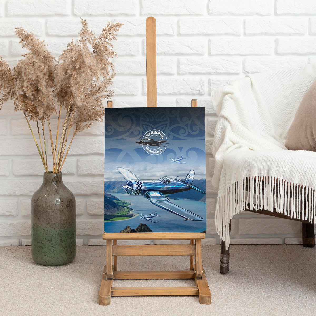 New Zealand Wanaka Air Show Canvas Wall Art With Maori Pattern