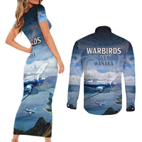 New Zealand Wanaka Air Show Couples Matching Short Sleeve Bodycon Dress and Long Sleeve Button Shirt With Maori Pattern LT05 - Polynesian Pride
