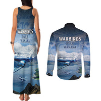 New Zealand Wanaka Air Show Couples Matching Tank Maxi Dress and Long Sleeve Button Shirt With Maori Pattern