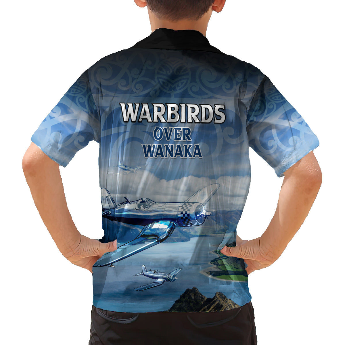 New Zealand Wanaka Air Show Family Matching Long Sleeve Bodycon Dress and Hawaiian Shirt With Maori Pattern LT05 - Polynesian Pride