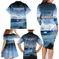 New Zealand Wanaka Air Show Family Matching Long Sleeve Bodycon Dress and Hawaiian Shirt With Maori Pattern LT05 - Polynesian Pride