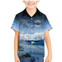 New Zealand Wanaka Air Show Family Matching Mermaid Dress and Hawaiian Shirt With Maori Pattern LT05 Son's Shirt Blue - Polynesian Pride