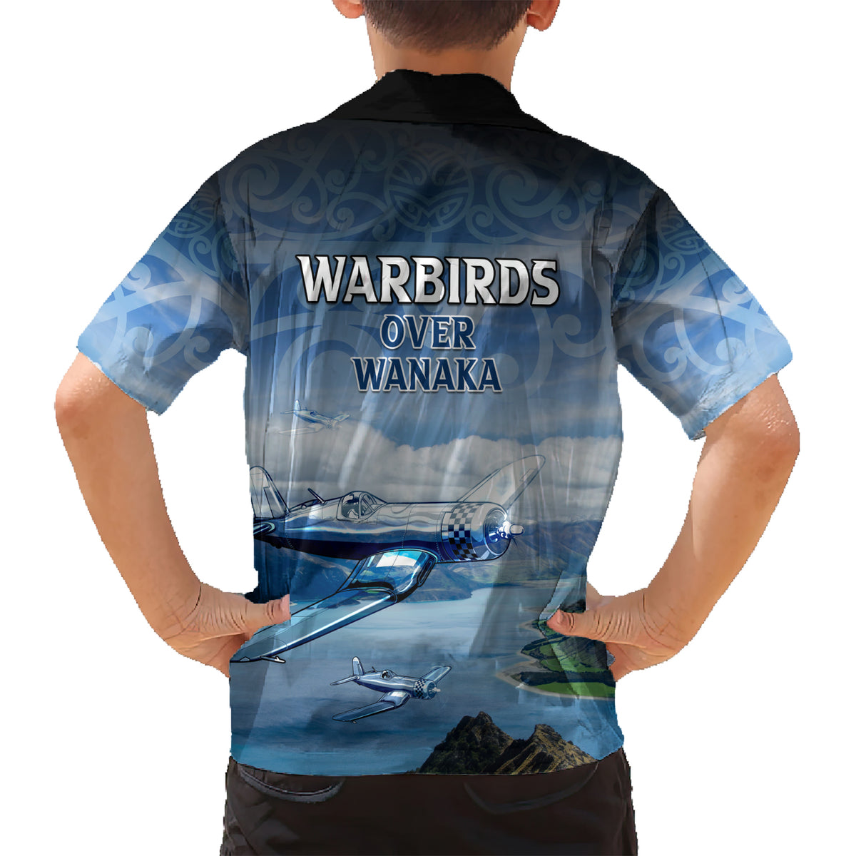 New Zealand Wanaka Air Show Family Matching Short Sleeve Bodycon Dress and Hawaiian Shirt With Maori Pattern LT05 - Polynesian Pride