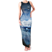 New Zealand Wanaka Air Show Family Matching Tank Maxi Dress and Hawaiian Shirt With Maori Pattern LT05 Mom's Dress Blue - Polynesian Pride