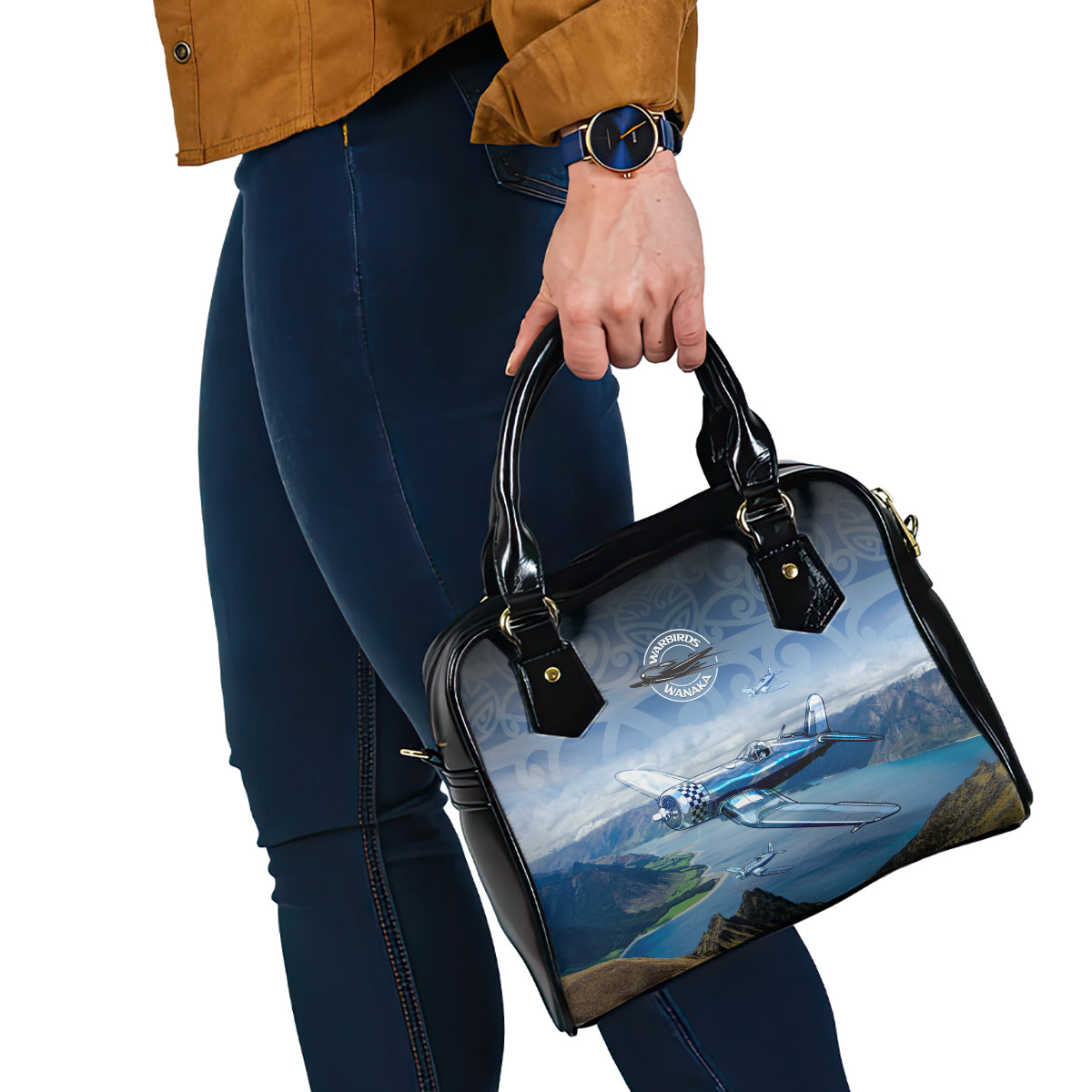 New Zealand Wanaka Air Show Shoulder Handbag With Maori Pattern