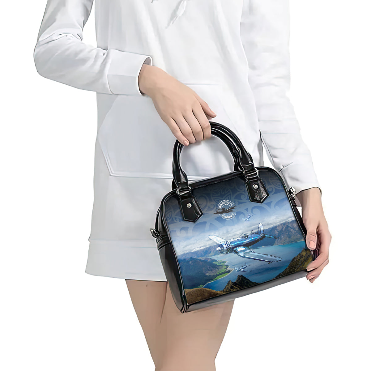 New Zealand Wanaka Air Show Shoulder Handbag With Maori Pattern