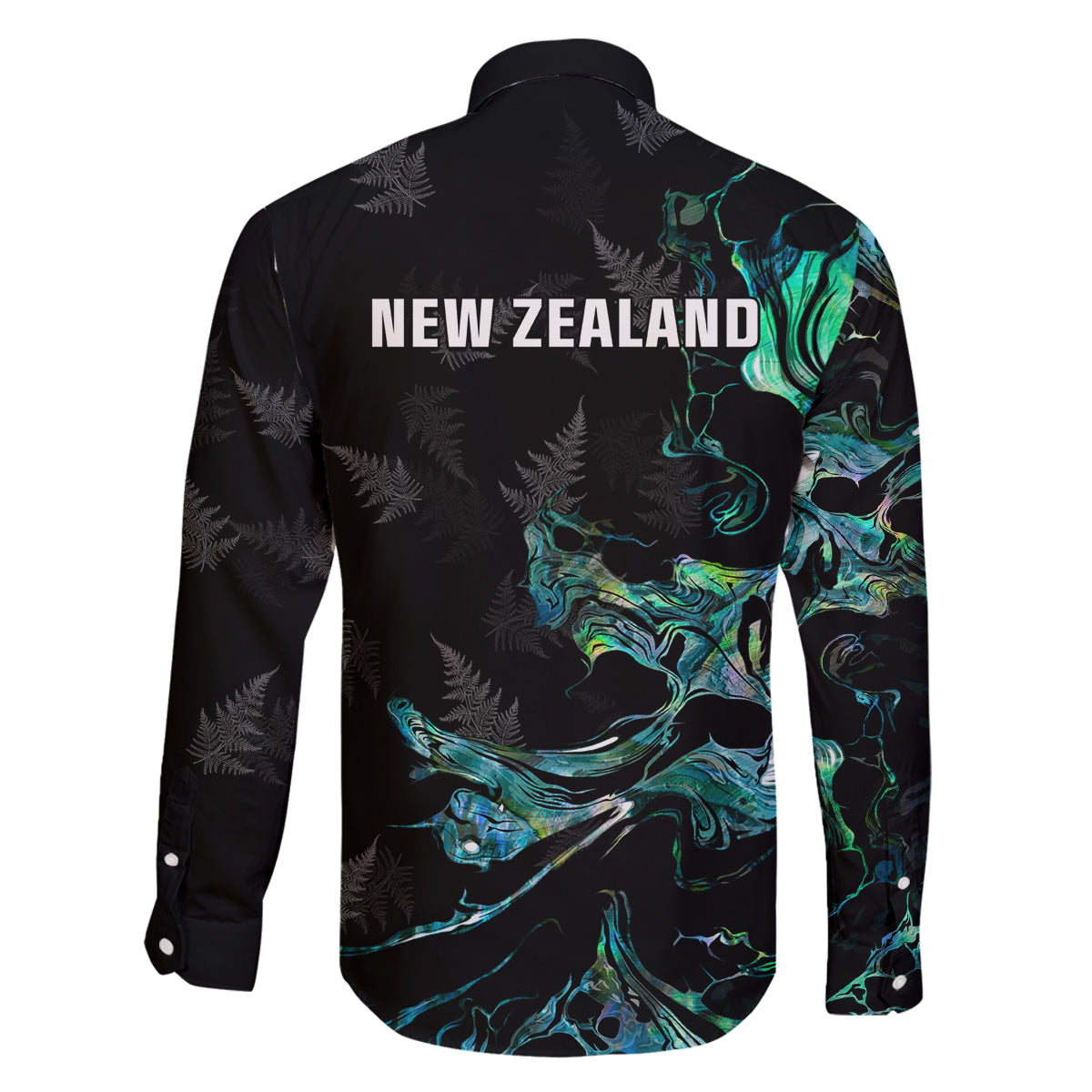 New Zealand Marathon Family Matching Off Shoulder Short Dress and Hawaiian Shirt Silver Fern Paua Shell Simple Style LT05 - Polynesian Pride