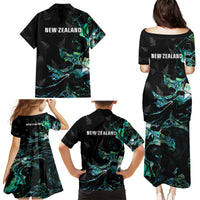 New Zealand Marathon Family Matching Puletasi and Hawaiian Shirt Silver Fern Paua Shell Simple Style LT05 - Polynesian Pride