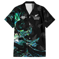 New Zealand Marathon Family Matching Puletasi and Hawaiian Shirt Silver Fern Paua Shell Simple Style LT05 Dad's Shirt - Short Sleeve Black - Polynesian Pride
