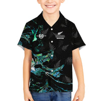 New Zealand Marathon Family Matching Short Sleeve Bodycon Dress and Hawaiian Shirt Silver Fern Paua Shell Simple Style LT05 Son's Shirt Black - Polynesian Pride