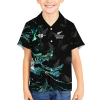 New Zealand Marathon Family Matching Tank Maxi Dress and Hawaiian Shirt Silver Fern Paua Shell Simple Style LT05 Son's Shirt Black - Polynesian Pride