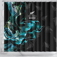 New Zealand Marathon Shower Curtain Silver Fern Paua Shell Simple Style