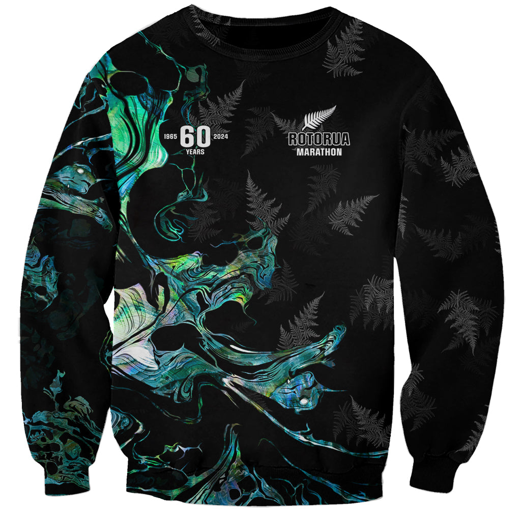 New Zealand Marathon Sweatshirt Silver Fern Paua Shell Simple Style LT05 Unisex Black - Polynesian Pride