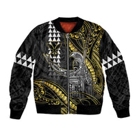 Hawaii King Kamehameha The Great Bomber Jacket Gold Tribal Tattoo LT05 Unisex Gold - Polynesian Pride