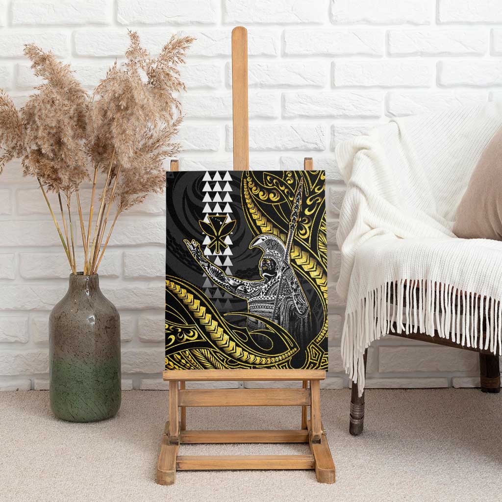 Hawaii King Kamehameha The Great Canvas Wall Art Gold Tribal Tattoo