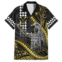 Hawaii King Kamehameha The Great Family Matching Short Sleeve Bodycon Dress and Hawaiian Shirt Gold Tribal Tattoo LT05 Dad's Shirt - Short Sleeve Gold - Polynesian Pride