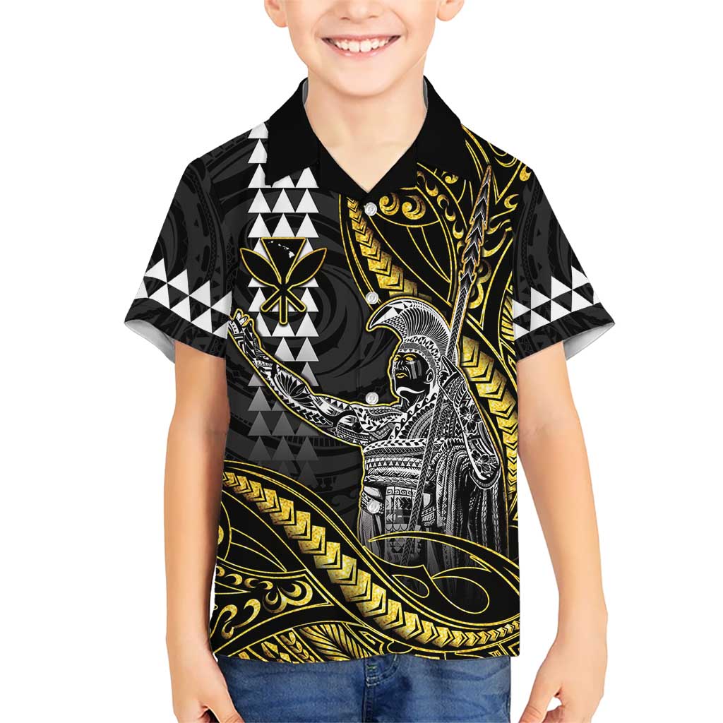 Hawaii King Kamehameha The Great Hawaiian Shirt Gold Tribal Tattoo