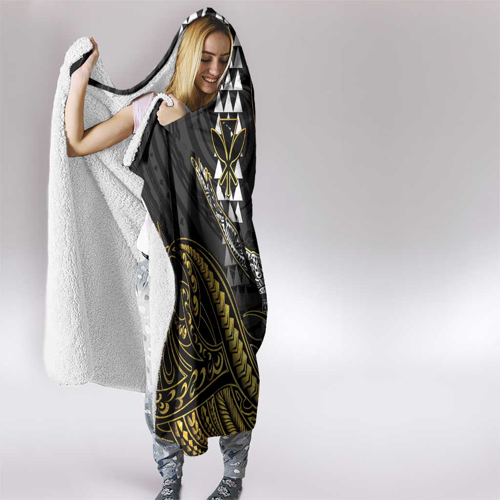 Hawaii King Kamehameha The Great Hooded Blanket Gold Tribal Tattoo