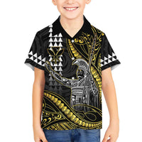 Hawaii King Kamehameha The Great Kid Hawaiian Shirt Gold Tribal Tattoo