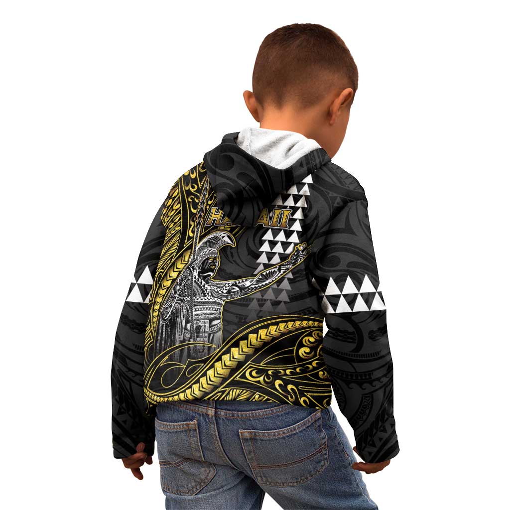 Hawaii King Kamehameha The Great Kid Hoodie Gold Tribal Tattoo