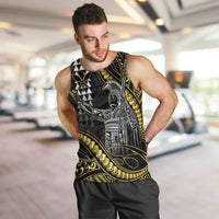 Hawaii King Kamehameha The Great Men Tank Top Gold Tribal Tattoo