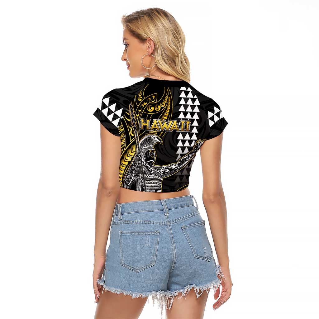 Hawaii King Kamehameha The Great Raglan Cropped T Shirt Gold Tribal Tattoo