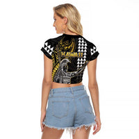 Hawaii King Kamehameha The Great Raglan Cropped T Shirt Gold Tribal Tattoo