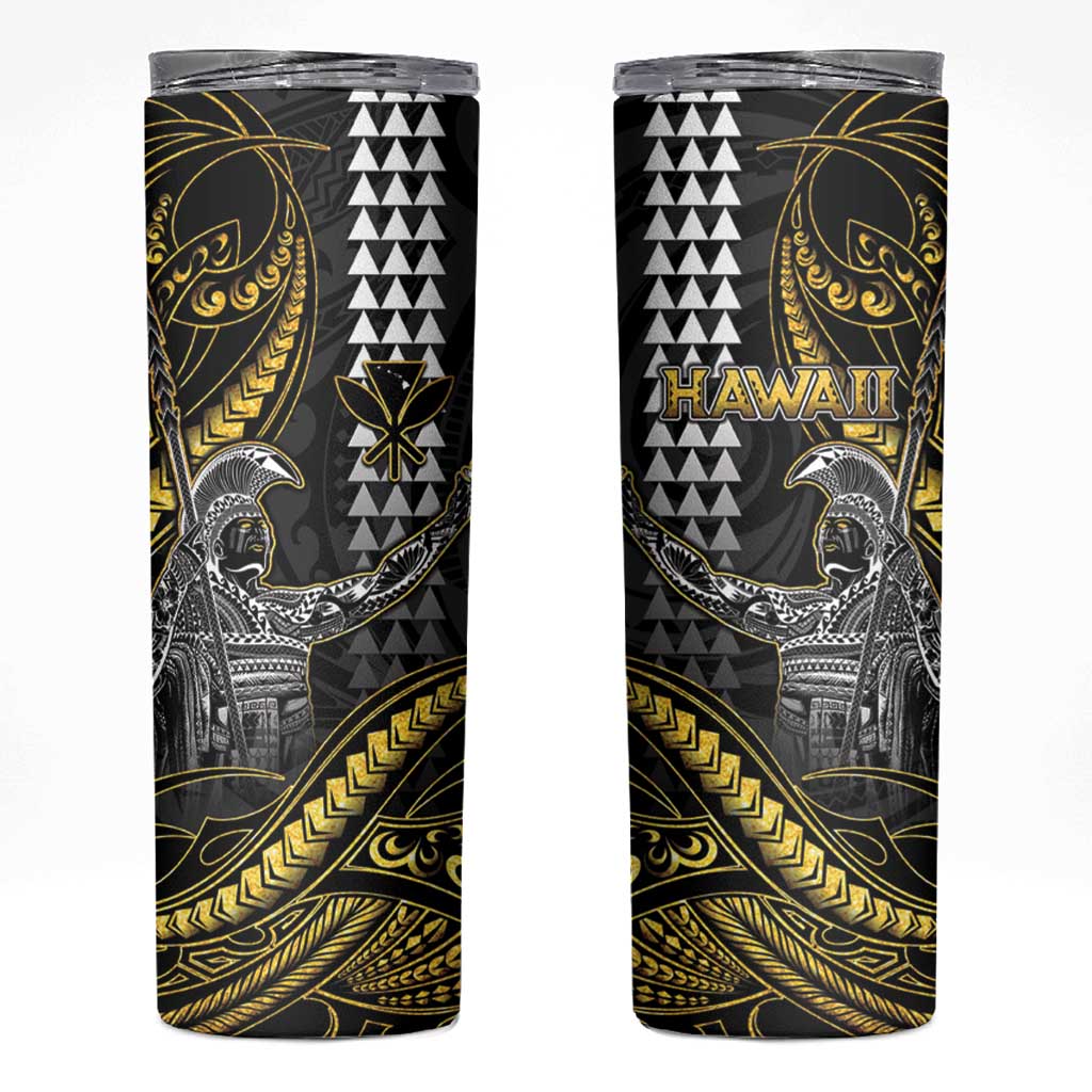 Hawaii King Kamehameha The Great Skinny Tumbler Gold Tribal Tattoo LT05 Gold - Polynesian Pride