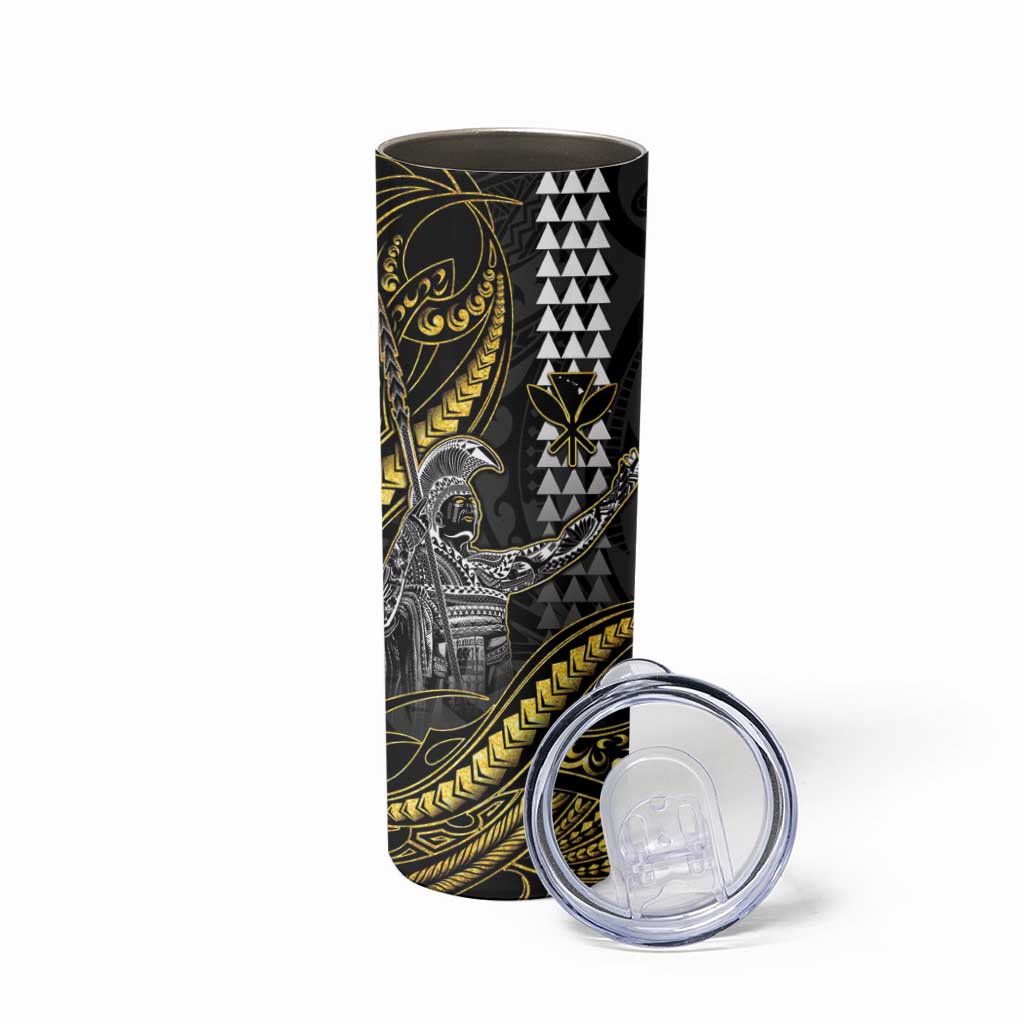 Hawaii King Kamehameha The Great Skinny Tumbler Gold Tribal Tattoo LT05 - Polynesian Pride