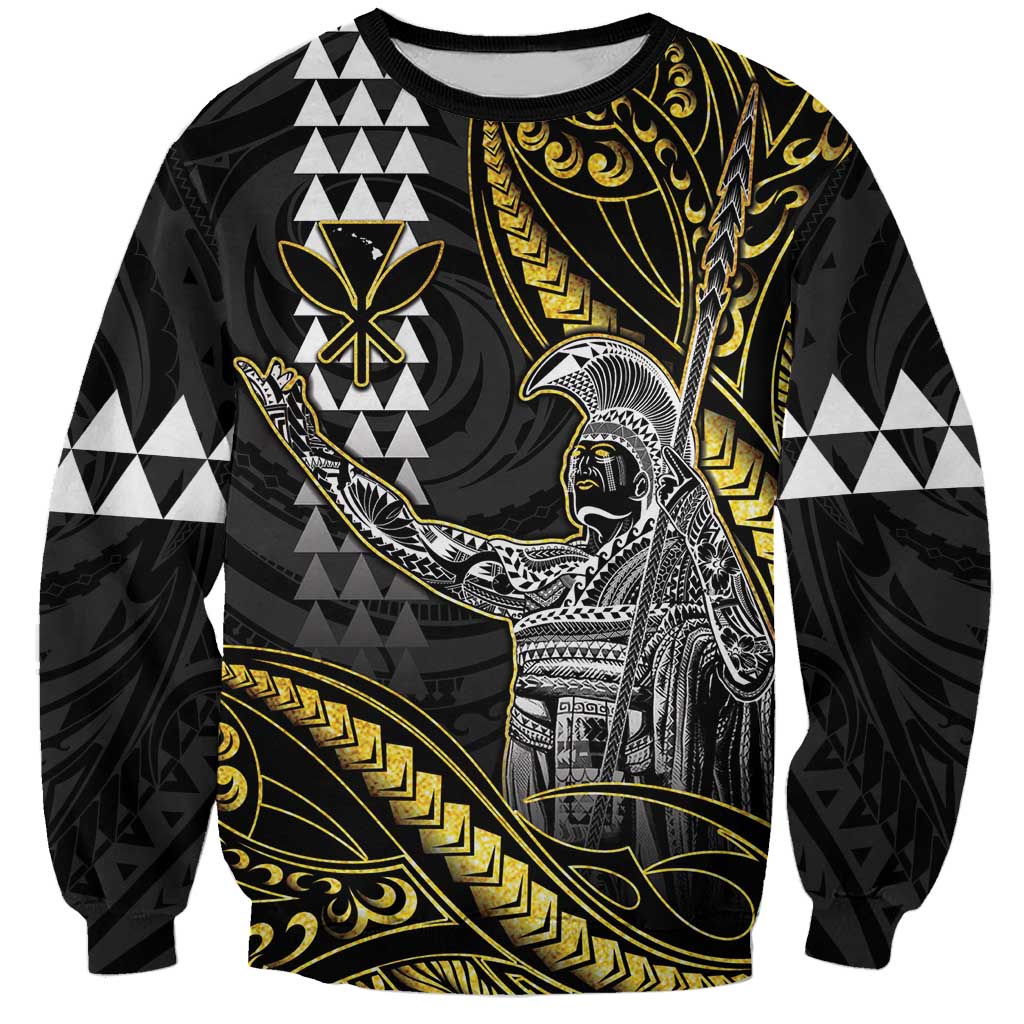 Hawaii King Kamehameha The Great Sweatshirt Gold Tribal Tattoo LT05 Unisex Gold - Polynesian Pride