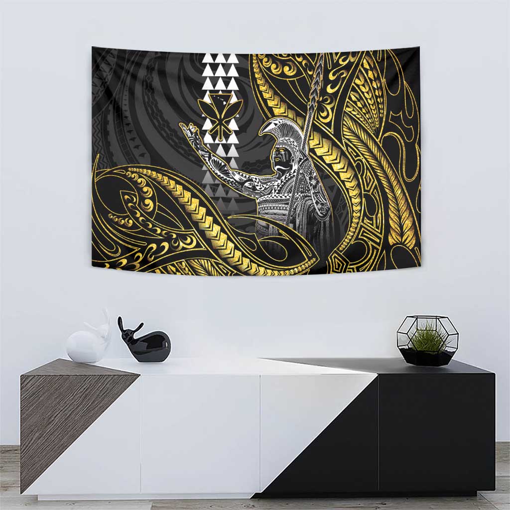 Hawaii King Kamehameha The Great Tapestry Gold Tribal Tattoo