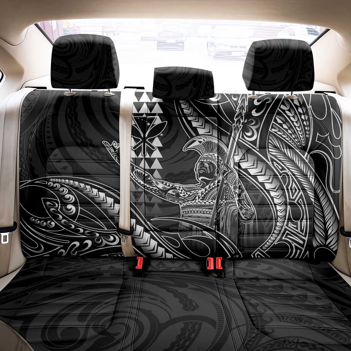 Hawaii King Kamehameha The Great Back Car Seat Cover Black Tribal Tattoo