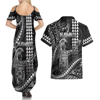 Hawaii King Kamehameha The Great Couples Matching Summer Maxi Dress and Hawaiian Shirt Black Tribal Tattoo LT05 - Polynesian Pride