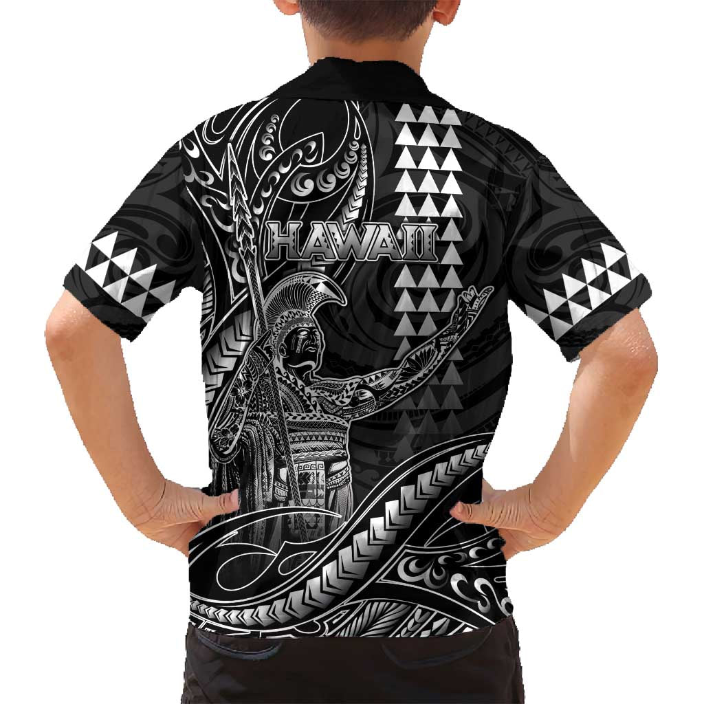 Hawaii King Kamehameha The Great Family Matching Long Sleeve Bodycon Dress and Hawaiian Shirt Black Tribal Tattoo LT05 - Polynesian Pride