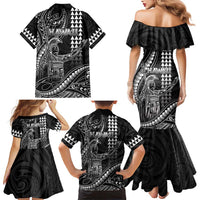 Hawaii King Kamehameha The Great Family Matching Mermaid Dress and Hawaiian Shirt Black Tribal Tattoo LT05 - Polynesian Pride
