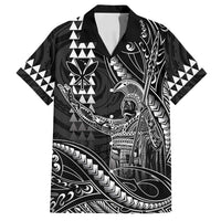 Hawaii King Kamehameha The Great Family Matching Off Shoulder Maxi Dress and Hawaiian Shirt Black Tribal Tattoo LT05 Dad's Shirt - Short Sleeve Black - Polynesian Pride